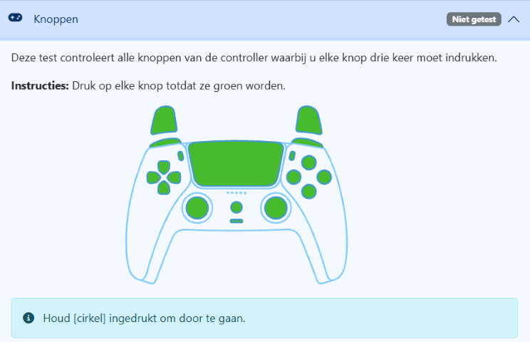 PS5 DualSense controller testen na reparatie